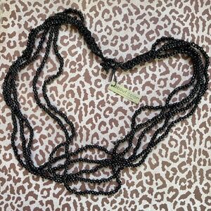 ABOUT COLOR Multi Strand Black Seed Bead Necklace